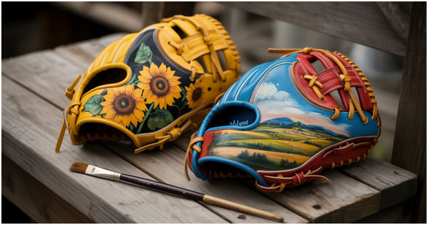 painted baseball gloves